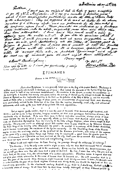 Image Unavailable; Take a look at Poe's handwriting, instead!